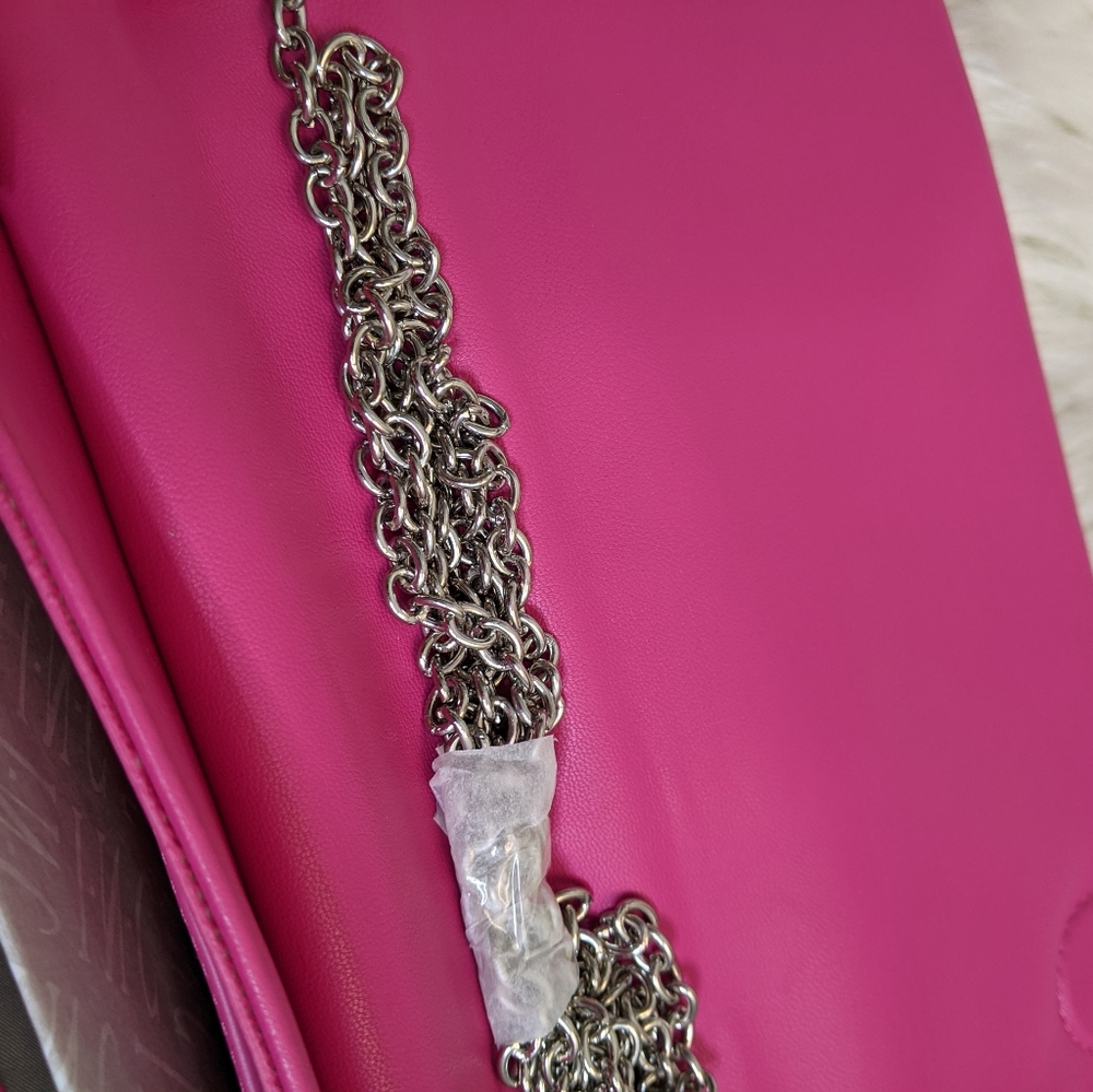 Last One! INC International Concepts Fuschia Neon Pink Bowah Clutch Large Bow - Picture 6 of 8